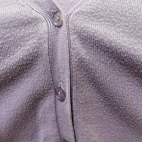 Purple Cardigan Sweater with Three Quarter Sleeves - Picture 5 of 5